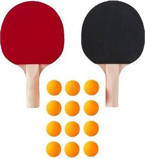 HOC Good Quality of Table Tennis Racquet & 12 Balls Color Orange Black, Red Table Tennis Racquet