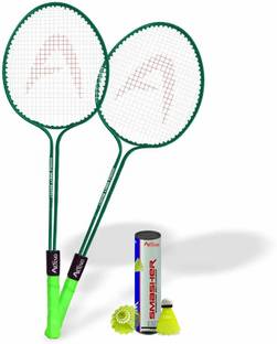 SPO Zone Double Badminton Rackets Set of 2 PC with 3 Shuttlecock racket kit Green, Black Unstrung Badminton Racquet