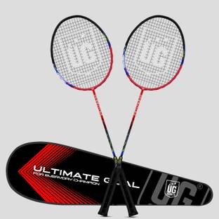 ULTIMATE GOAL Aluminium Badminton Racket | 24 lbs String Tension | With Protective Cover Maroon Strung Badminton Racquet