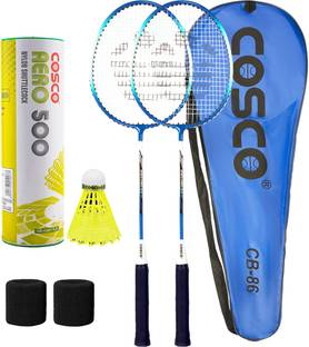 COSCO Badminton Kit (CB-86 Racket, Aero 500 Shuttle Box "6 Shuttle", 2 Wrist Band) Blue Strung Badminton Racquet