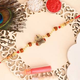 PRIDE STORE Rudraksh 24-421-MAHAKAL-1PC, Rakhi for brother Mauli Thread Rakhi, Greeting Card, Chawal Roli Pack  Set