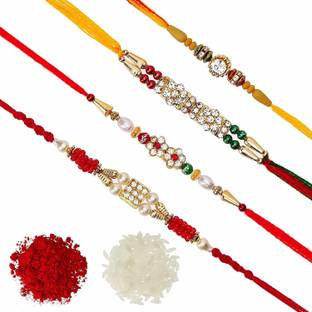 Ephemeral Thread Rakhi_set_02 Assorted Chawal Roli Pack, Rakhi  Set