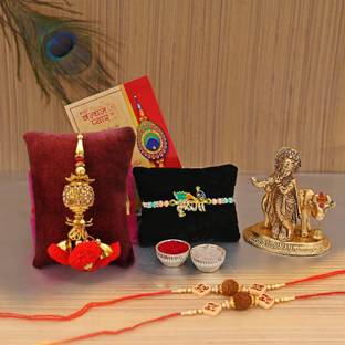 Flipkart SmartBuy Rakhi Gift Combo Set with Krishna Idol Showpiece Aluminium Gift Box