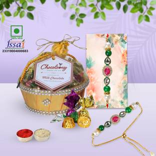 Chocoloony Designer CHOCO-BAS07 Mauli Thread Rakhi  Set