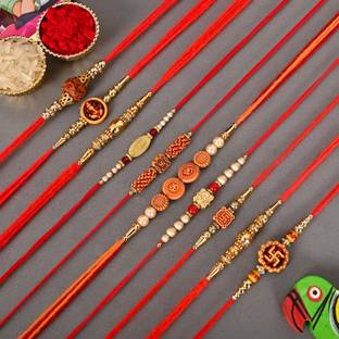 Poorak Religious RK24_MB_PAK_10_J1 Assorted Rakhi  Set