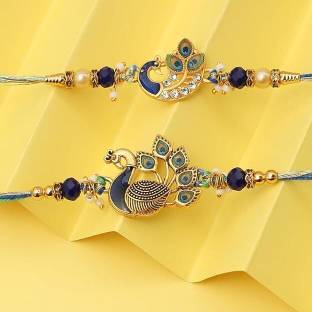 The Purple Tree Designer RAKHI00121 Kundan Chawal Roli Pack  Set