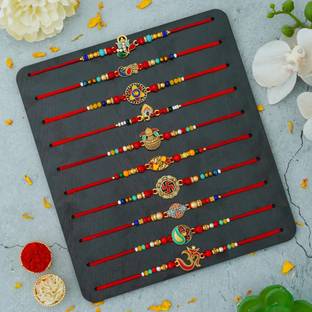 Tonkwalas Designer Rakhi Set For Brother Combo With Roli Chawal Greeting Card (3) Mauli Thread Rakhi, Greeting Card, Chawal Roli Pack  Set