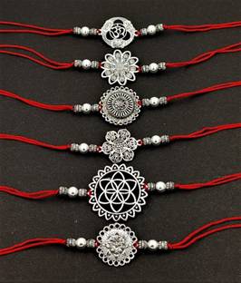 pleasing forest Designer ps-6-149 Gold Finish Rakhi, Chawal Roli Pack  Set