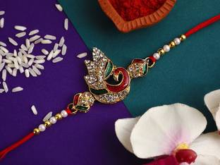 Live Evil Designer LE-236-Rakhi Traditional Ethnic Unique Design Specially Hand Made by Indian Craftsmen Kundan Greeting Card  Set
