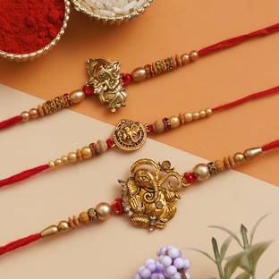 Rakhi Nation Designer CH-CJ-CM Assorted Rakhi  Set