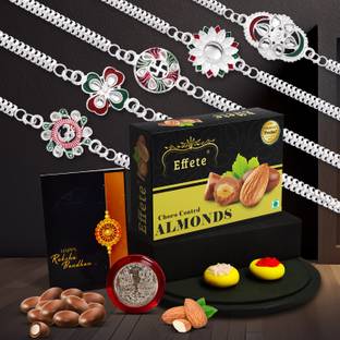 Effete Designer Rakhi Combo for Brother with Chocolate Almond(32-GM)Rakhi Set|K5_NC96_CA32 Assorted Rakhi  Set