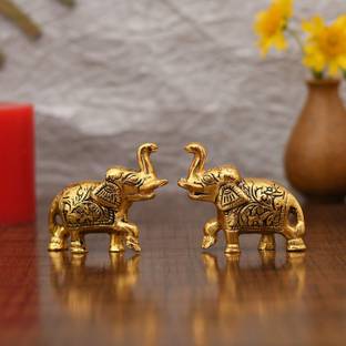 LABHCART Elephant Pair Statue Set Enhance ,Home,Office Table Decorative Showpiece Decorative Showpiece  -  9.5 cm