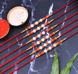 TR Designer R4-6 Assorted Rakhi, Chawal Roli Pack  Set