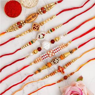 Lomoniya Designer Fancy Rakhi Combo Mauli Thread Chawal Roli Pack, Rakhi  Set