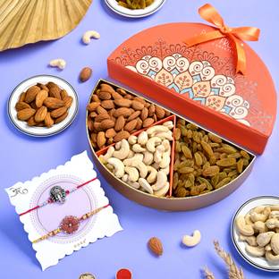 HyperFoods Religious HF-RF-DBOX-PURPL-CaAlRa-R2 Pearl Rakhi  Set