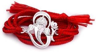 Maruti Jewellers Bracelet 100% Silver Ganpati Rakhi| Rakhi for Brothers With Certificate of Authenticity Silver Rakhi, Chawal Roli Pack  Set
