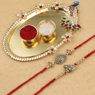 SILVER SHINE Designer NM-1064-3027-3032 Mauli Thread Rakhi  Set