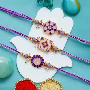 eCraftIndia Designer D1804 Kundan Rakhi  Set