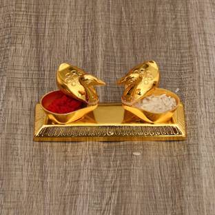Chhariya Crafts Kissing Duck Swan Pair Love Bird With Kumkum Box Decorative Showpiece  -  3 cm