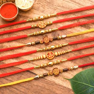 Poorak Religious 23RK_6RD_CR Assorted Rakhi, Chawal Roli Pack  Set