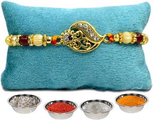 ME&YOU Designer Designer Rakhi with Chawal Roli Pack IZ19Rakhi15-00 Mauli Thread Chawal Roli Pack, Rakhi  Set