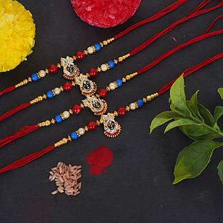 Banna Art Religious 4 pcs Bahiya rakhi | Fancy rakhi | Bhai Rakhi | Designer Rakhi| Mauli Thread Rakhi  Set