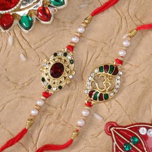 Live Evil Thread Exquisite Gold plated Maroon Meena Work Rakhi for Brother Sister with Raksha Bandhan Greeting Card having Traditional Ethnic Unique Design Specially Hand Made by Indian Craftsmen Assorted Greeting Card, Rakhi  Set