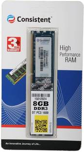 CONSISTEN DDR 3 SERIES,ZEBRONICS H61 MOTHER BOARD SUPPORTED DDR3 8 GB (Dual Channel) PC DDR3 RAM (8gb ddr 3 Ram For ZEBRONICS H-61 mother board Supported)