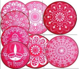 manrish Rangoli Making Om Swastik Flower MultiDesigns Colorful Stencils 4-8" & 4-12" Rangoli Stencil