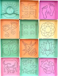 Upyukat Ready to use, Rangoli Stencils for Making Unique and Beautiful Rangoli Designs-Set of 12 Rangoli Stencils (Dotted) Rangoli Stencil