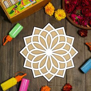 DECRONICS (MR33) Reusable Portable 10 Inch Rangoli Design for Diwali Decoration Items Rangoli Stencil