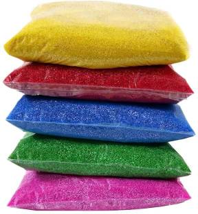 creative king (PACK OF 200GM X 5) PACKET RANGOLI Powder Rang for Navratri ,Pooja Mandir. Rangoli Stencil