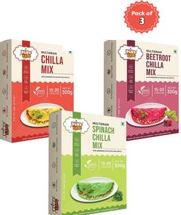 BURPEASE Plain Chilla, Beetroot Chilla & Spinach Chilla Mix, Kids and Families- 300 g