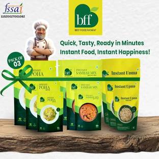 Bff Perfect Meal Combo: Pack of 3 Instant Poha, Instant Sambhar Mix & Instant Upma 840 g