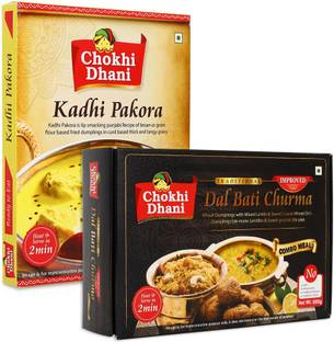 Chokhi Dhani by Chokhi Dhani Kadhi Pakora 300Gm, Dal Bati Churma 300Gm, Ready To Eat Product, Combo 0.8 kg