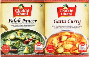 Chokhi Dhani Palak Paneer 300Gm, Gatta Curry 300Gm, Ready To Eat Product, Combo 0.6 kg