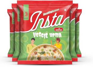 Insta Ahaar by Insta Ahaar Veggie Upma Ready-to-Eat - Pack of 5 (60g Each) | Instant Snack | Instant Food 300 g