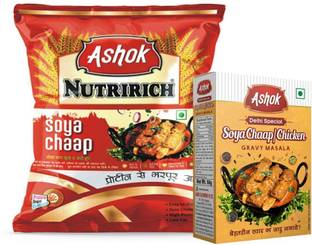 Ashok Nutririch Dry Soya Chaap with 100g Chaap Masala 500g(Family Combo pack)