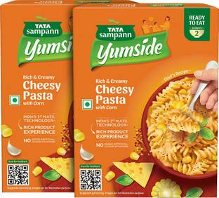 Tata Sampann Yumside Cheesy Pasta with Corn, Rich & Creamy, Ready To Eat Meal, Serves 4 Pax Pasta