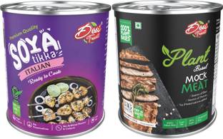 Desi Treat Soya Tikka with Italian Herbs + Vegan Mock Meat Combo (Ready to Cook)