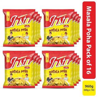 Insta Ahaar Masala Poha - Pack of 16 (60g Each) | Ready-to-Eat | Instant Snack 60 g