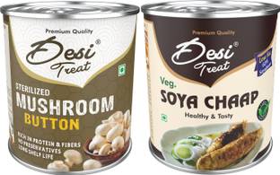 Desi Treat Button Mushroom 800g + Veg Soya Chaap 800g Combo 1600 g