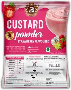 Brew Lab Custard Powder Mix Strawberry Flavor | Good Source Of Energy Contains No Egg | 1 kg