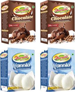Dharmasut 2 Chocolate + 2 Vanilla Instant Ice Cream Mix Powder | Combo of 4 | 400 g
