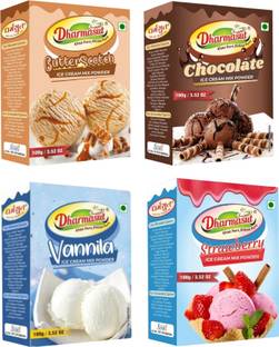 Dharmasut Butterscotch + Chocolate + Vanilla + Strawberry Instant Ice cream Mix Powder 400 g
