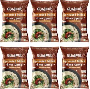 Gladful High Protein Instant Upma Mix Made with Sprouted Millet, Ghee & Cashew Suji/Rawa 60 g