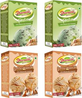 Dharmasut 2 Pista + 2 Butterscotch Instant Ice Cream Mix Powder | 100g Each | 400 g