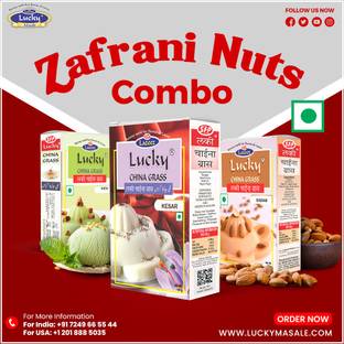 Lucky China Grass Zafrani Nuts Combo (Pista+Badam+Kesar) 300 g
