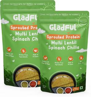 Gladful Spinach Protein Sprouted lentils & millets Instant Chilla - Dosa Mix 400 g