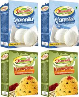 Dharmasut 2 Vanilla + 2 Kesar Pista Instant Ice cream Mix Powder 400 g